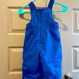 Toddler 2T Eddie Bauer snow bibs. Light use, really warm, easy to wash.